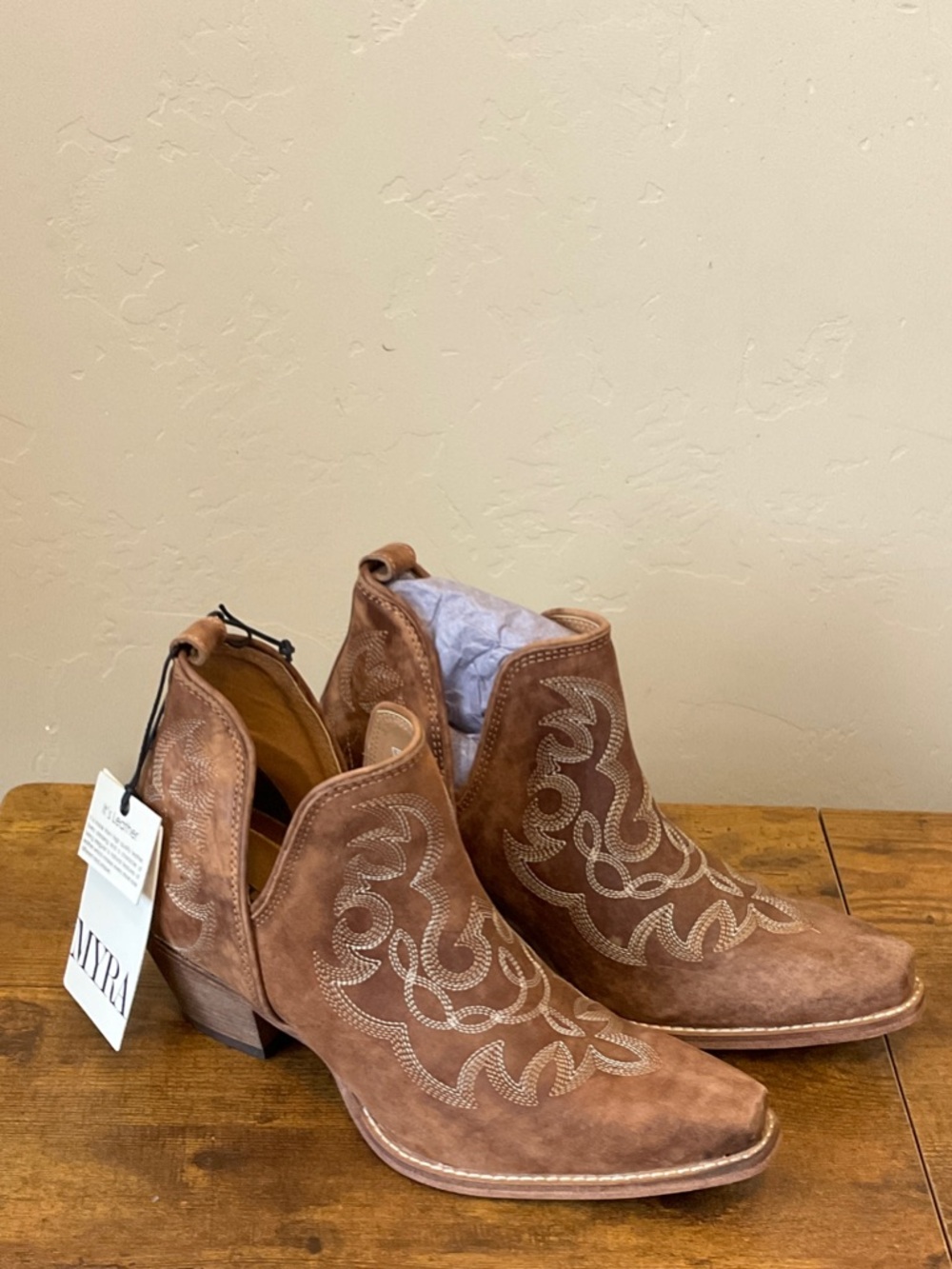 Myra Bag Brown Suede Western-Inspired Ankle Booties